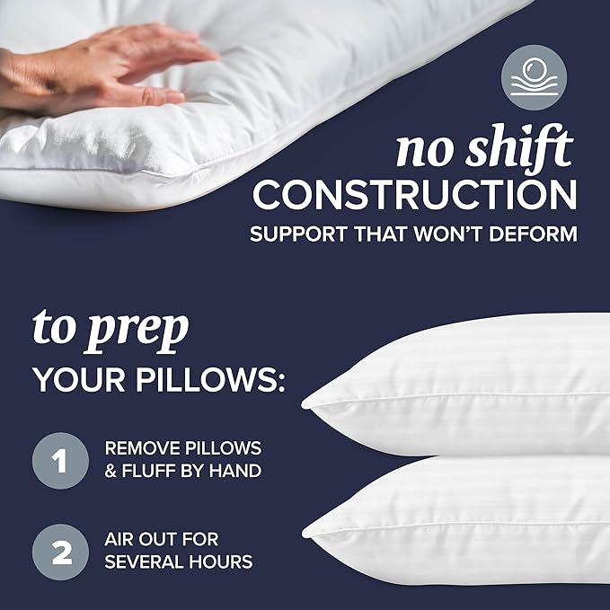 Hotel Collection 4-Pillow Set – 2 Down Alt & 2 Memory Foam Queen Pillows