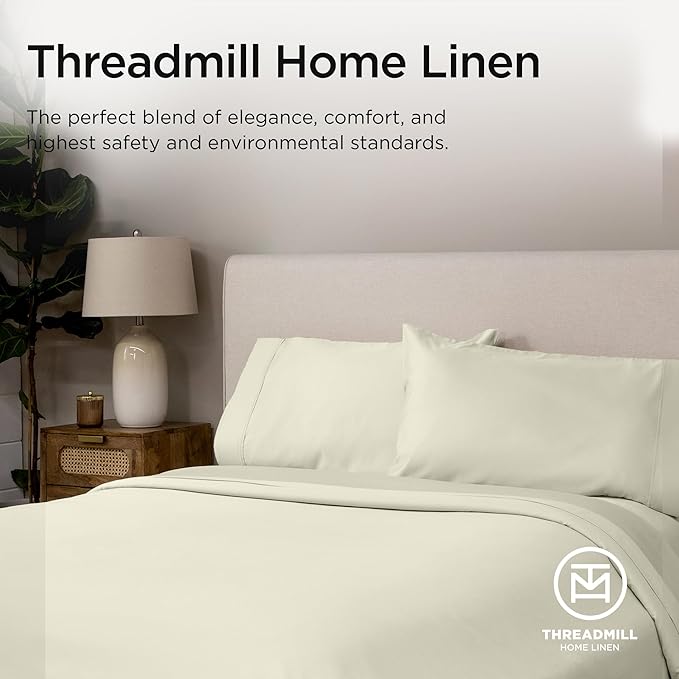 1200 Thread Count 100% Supima Cotton Pillow Covers, Luxury Smooth Solid Sateen | Ivory